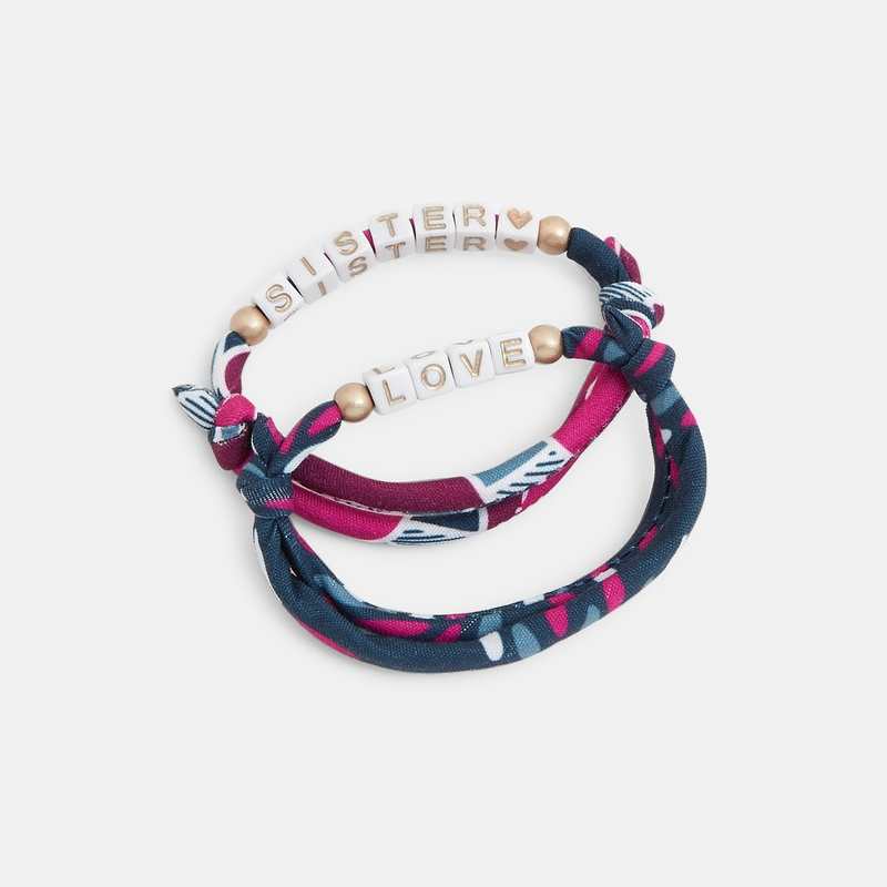 Bracelet à message (lot de 2) rose fille