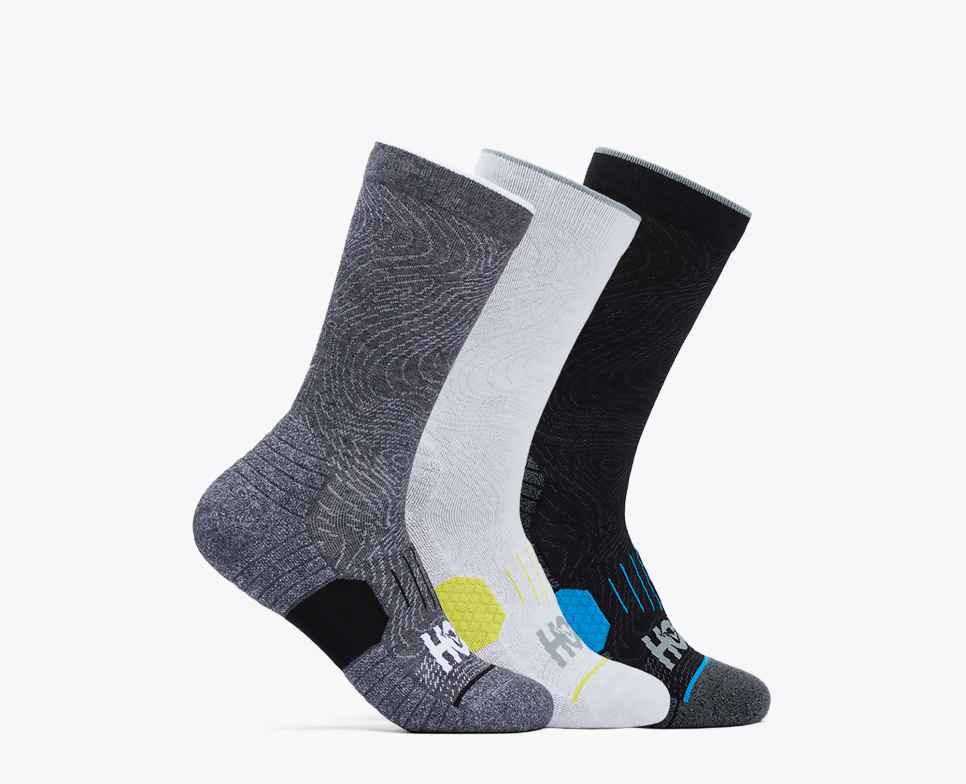 Crew løpesokker, 3-pakning White / Black / Grey