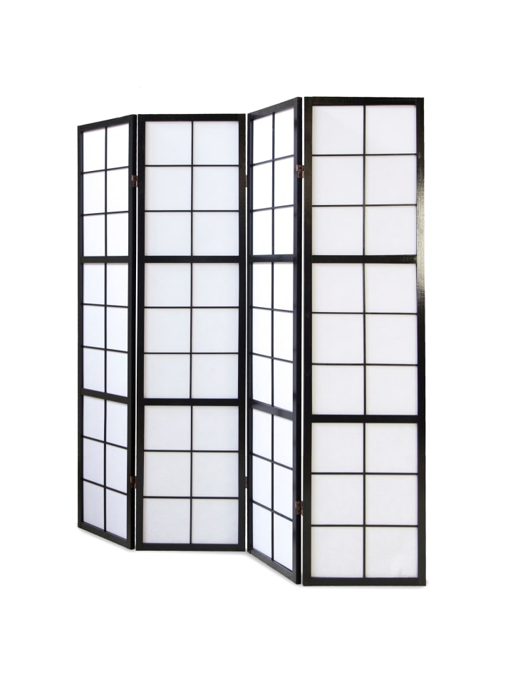 Homestyle4u 4-tlg. Paravent Shoji in Schwarz 176x175 cm günstig kaufen onesize