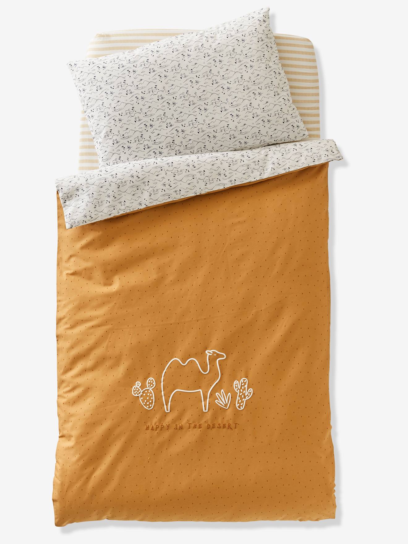 Vertbaudet Baby Spannbettlaken WILD SAHARA Oeko-Tex - wollweiß/beige