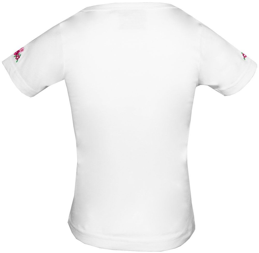 Isar-Trachten Trachtenbluse Mädchen T-Shirt 'Reh' mit Stickerei 52766, Weiß P