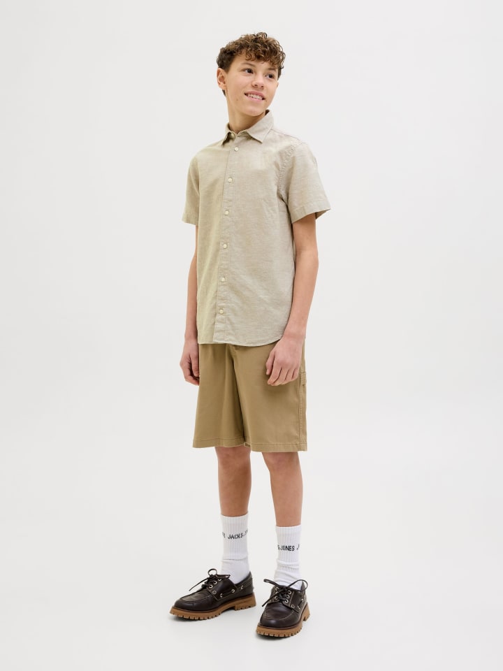 JACK & JONES Junior Kurzarmhemd JJBREEZE LINEN BLEND SHIRT JNR in crockery günstig kaufen