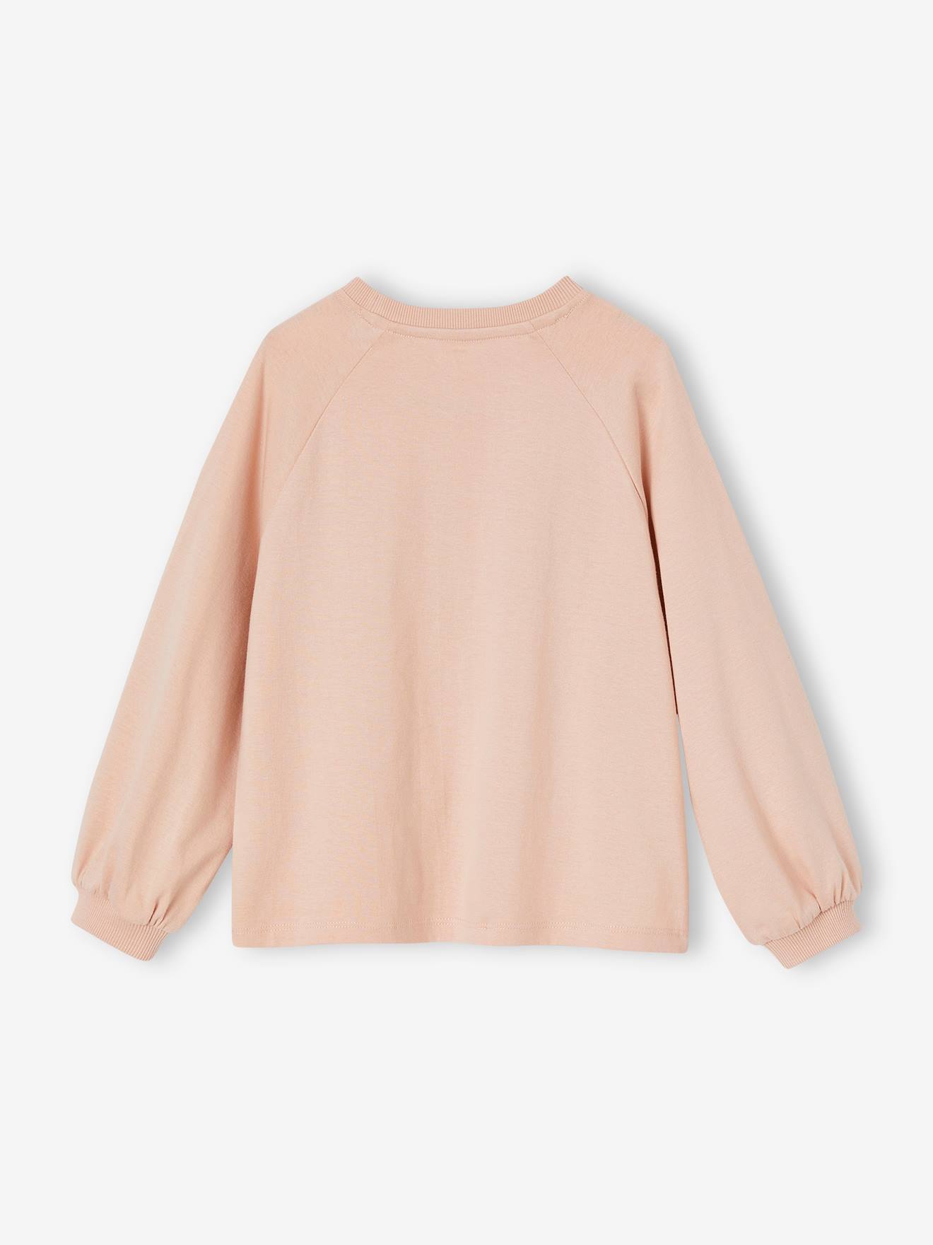 T-shirt évasé message brillant effet métallisé fille rose poudré