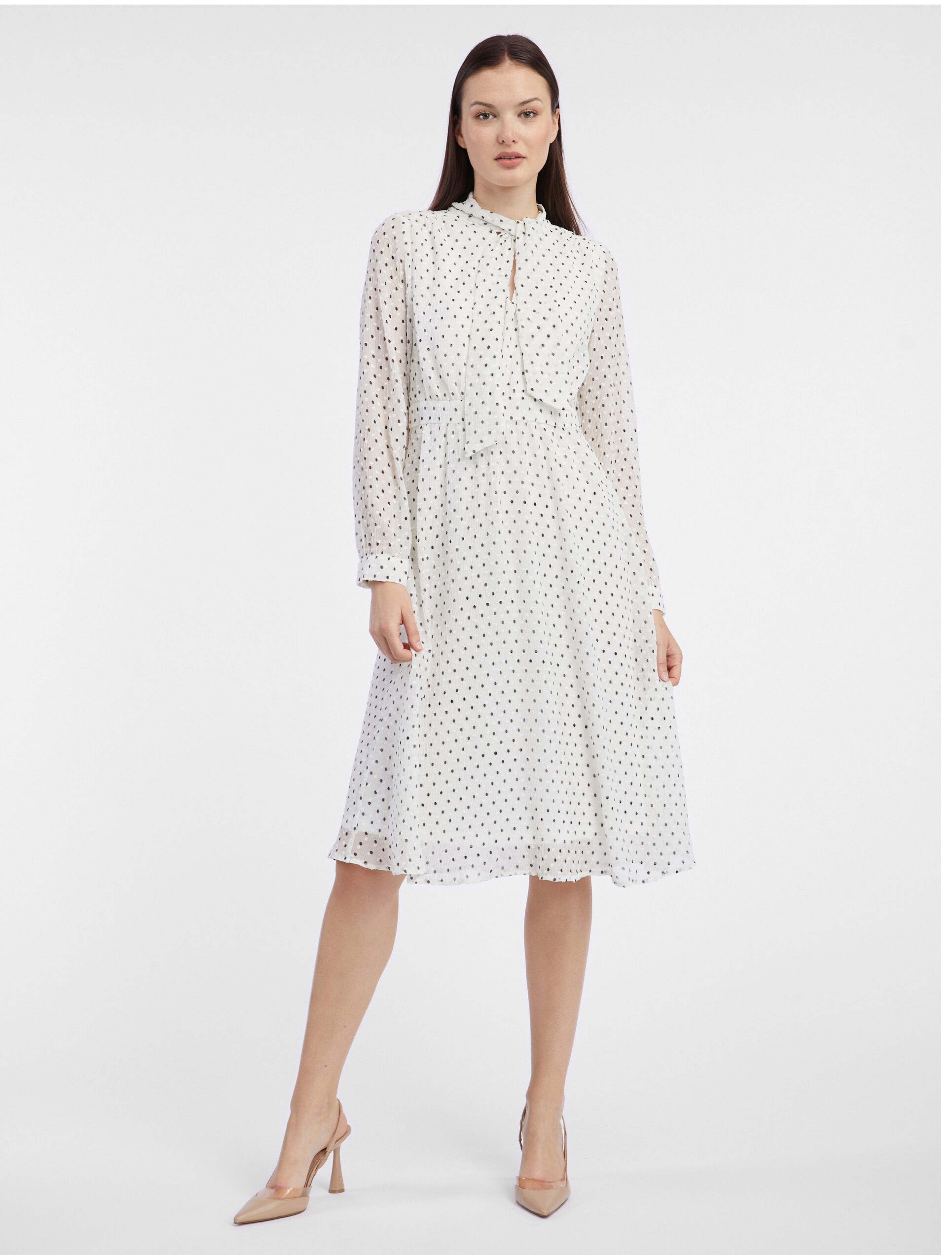 Cremefarbenes Damen-Polka-Dot-Kleid ORSAY