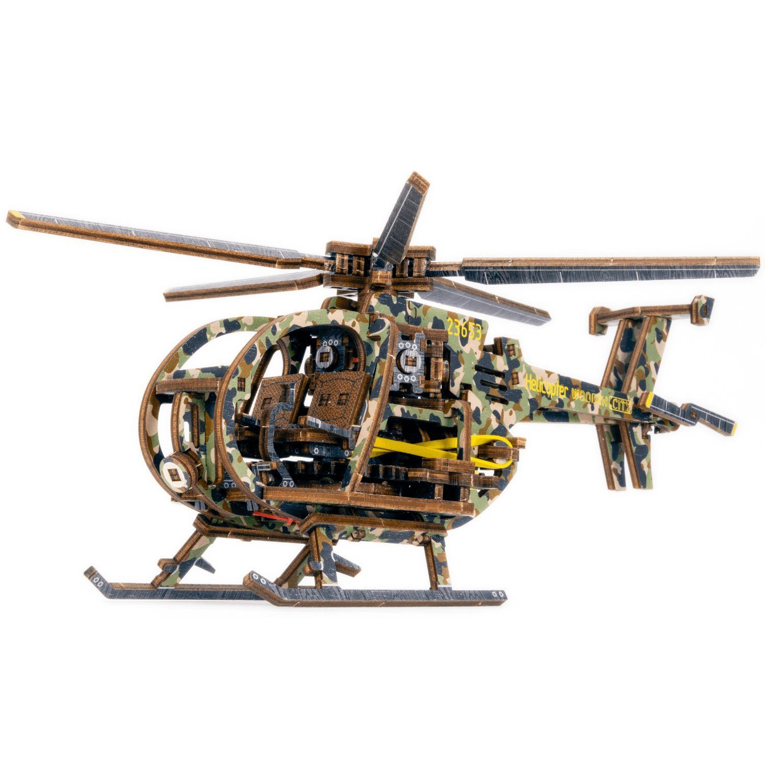Wooden City Puzzle WoodenCity Helikopter Limited Edition Mechanisches Holzpuzzle, 194 Puzzleteile