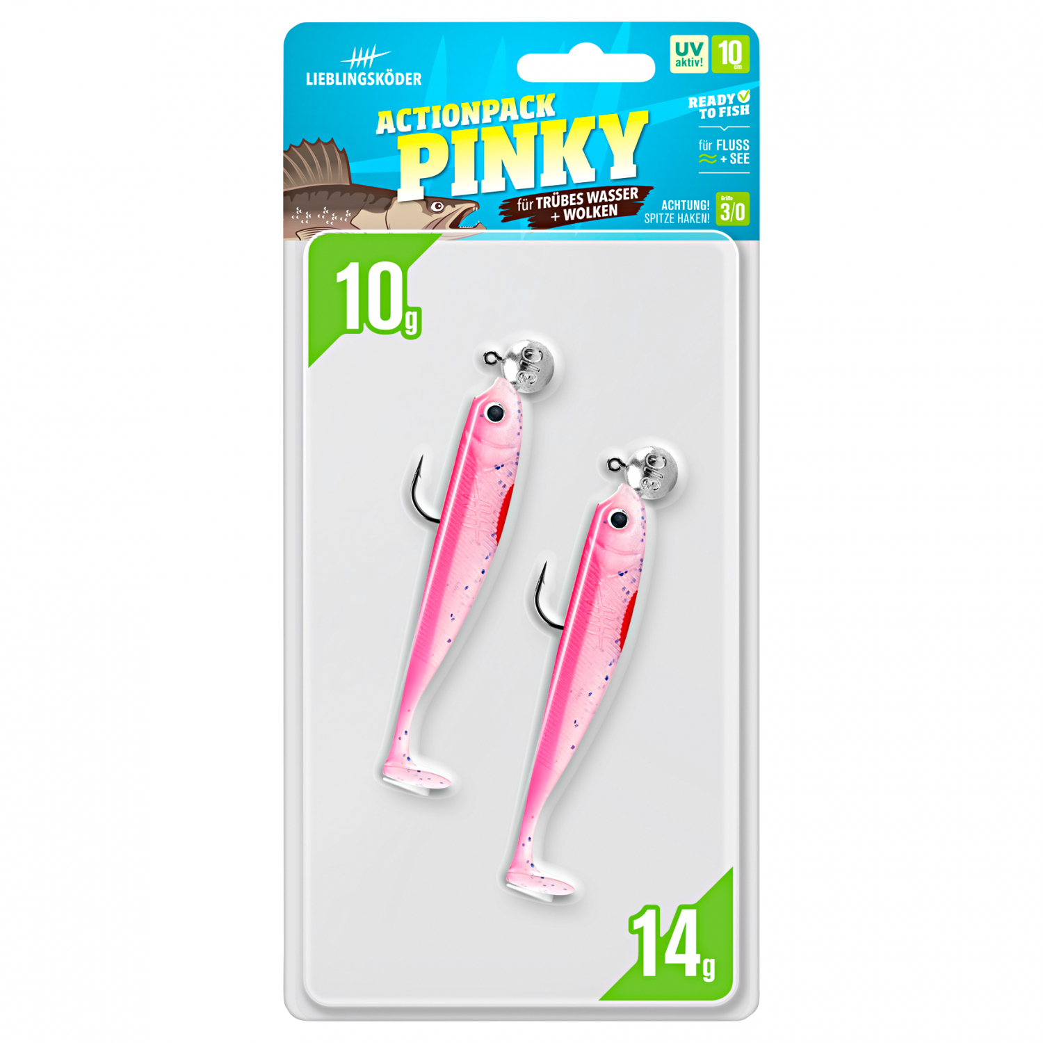 Lieblingsköder Gummifisch Zanderköder (10 cm, Actionpack Pinky)
