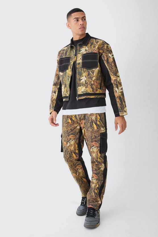 Fixed Waist Straight Leg Twill Camo Trouser