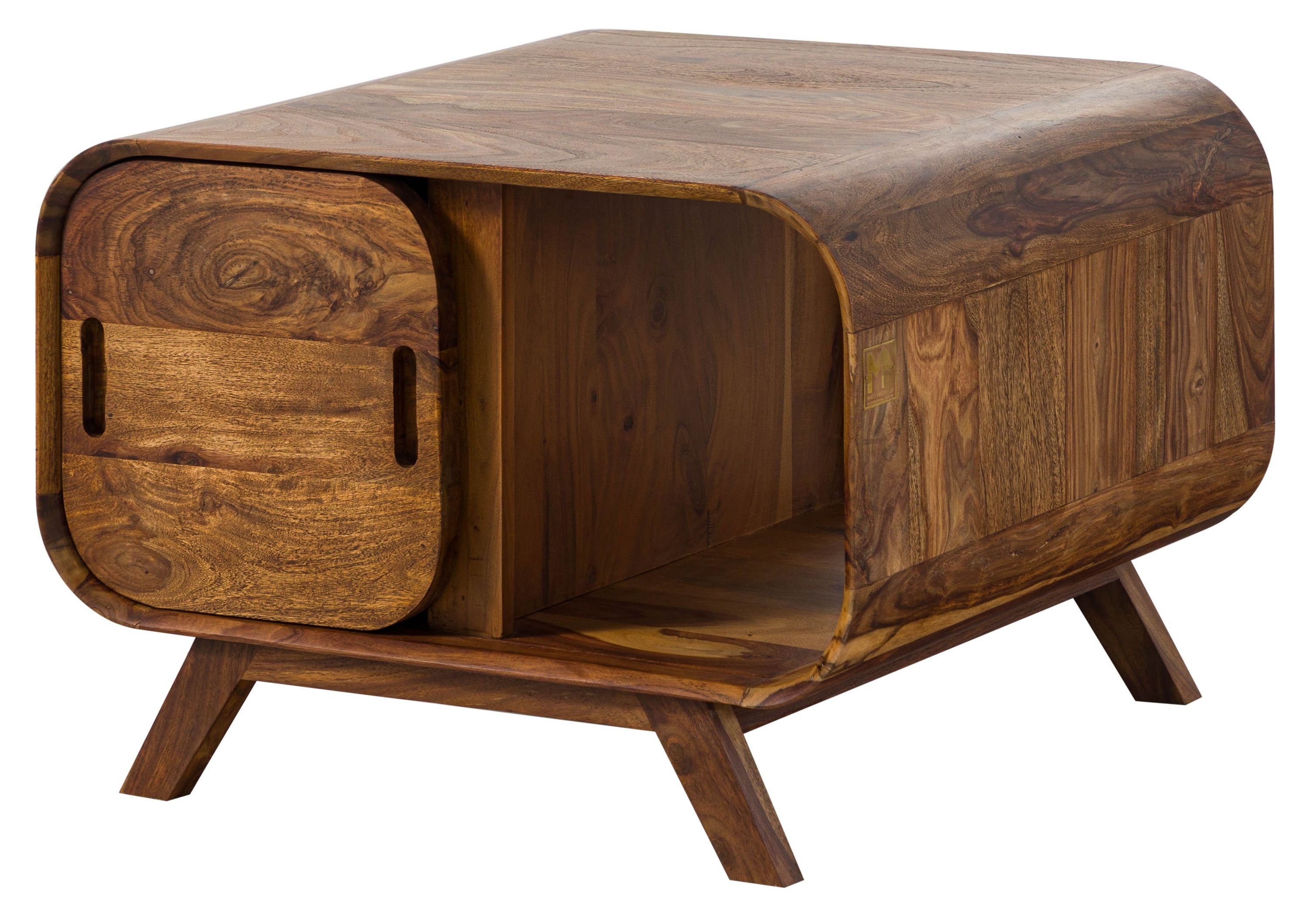 Massivmoebel24 Couchtisch Sheesham 70x70x50 hellbraun lackiert MAILAND #133