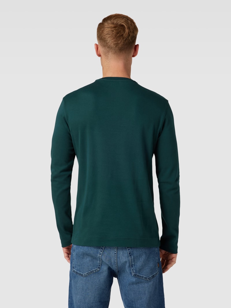 Longsleeve mit geripptem Rundhalsausschnitt in bottle