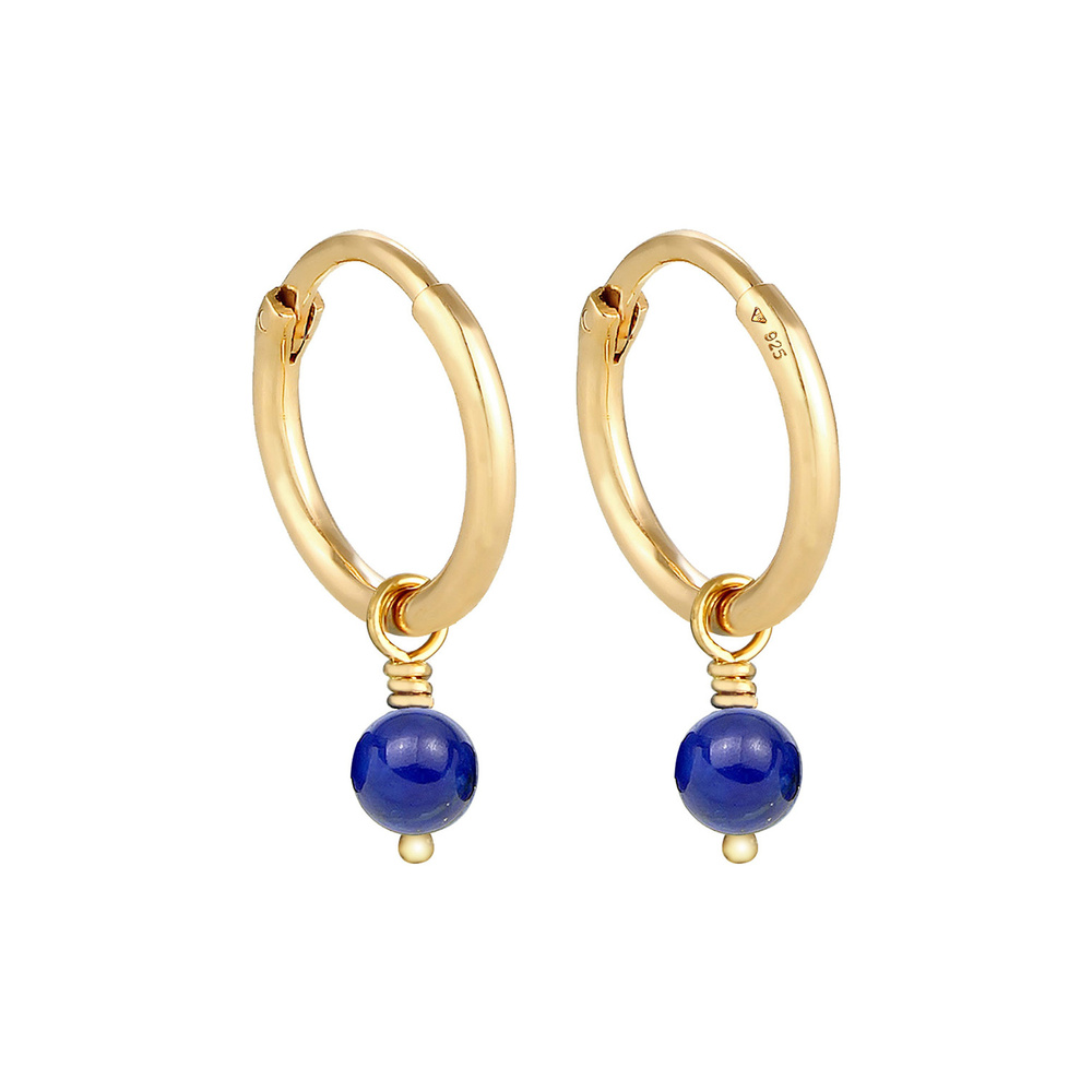 Elli Elli Boucles d'Oreilles Dames Creoles Boule Lapis Lazuli noble tendance en argent Boucles d'oreilles