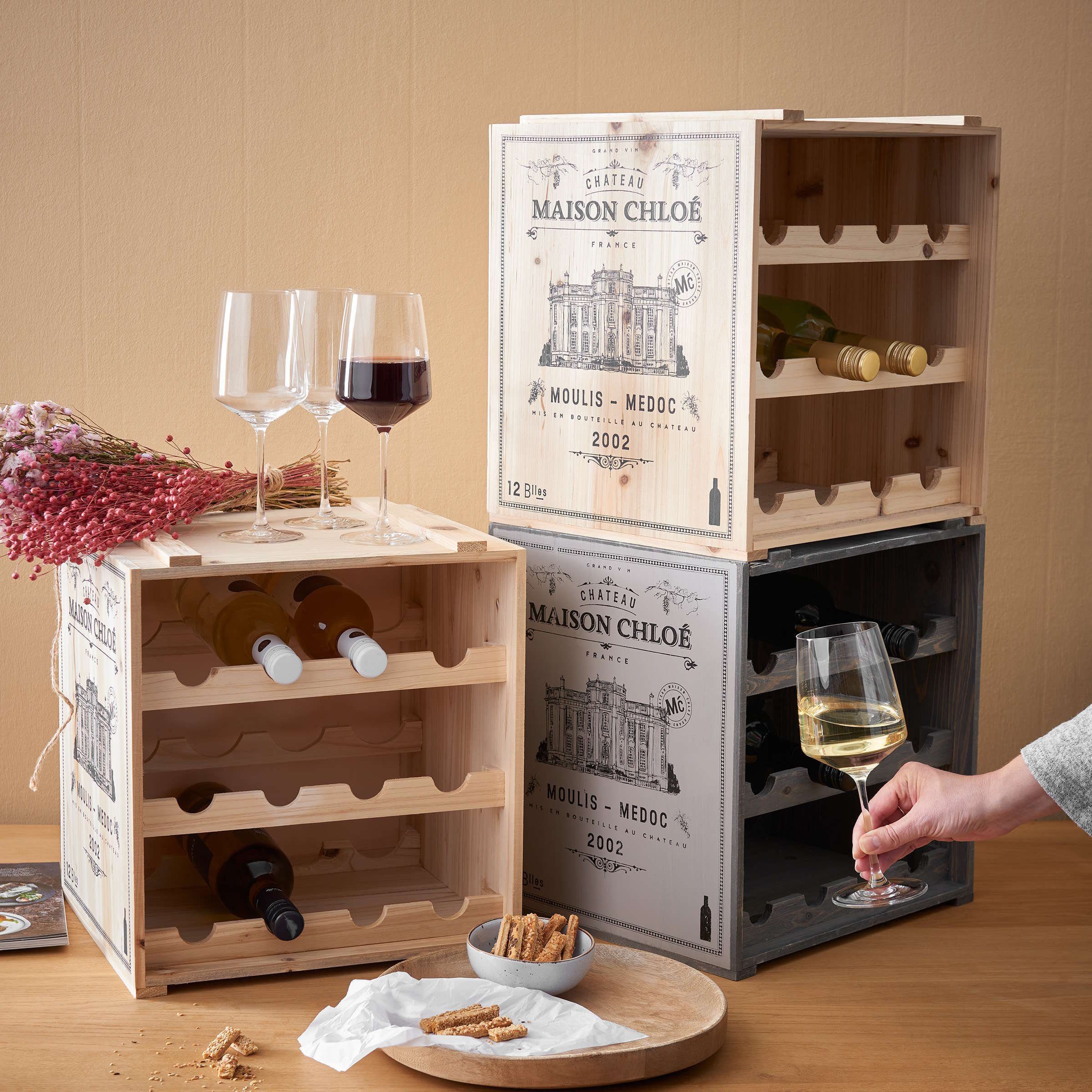 BUTLERS Weinregal VINOTHEK Weinregal, Weinkiste aus Tannenholz in Natur- Flaschenregal
