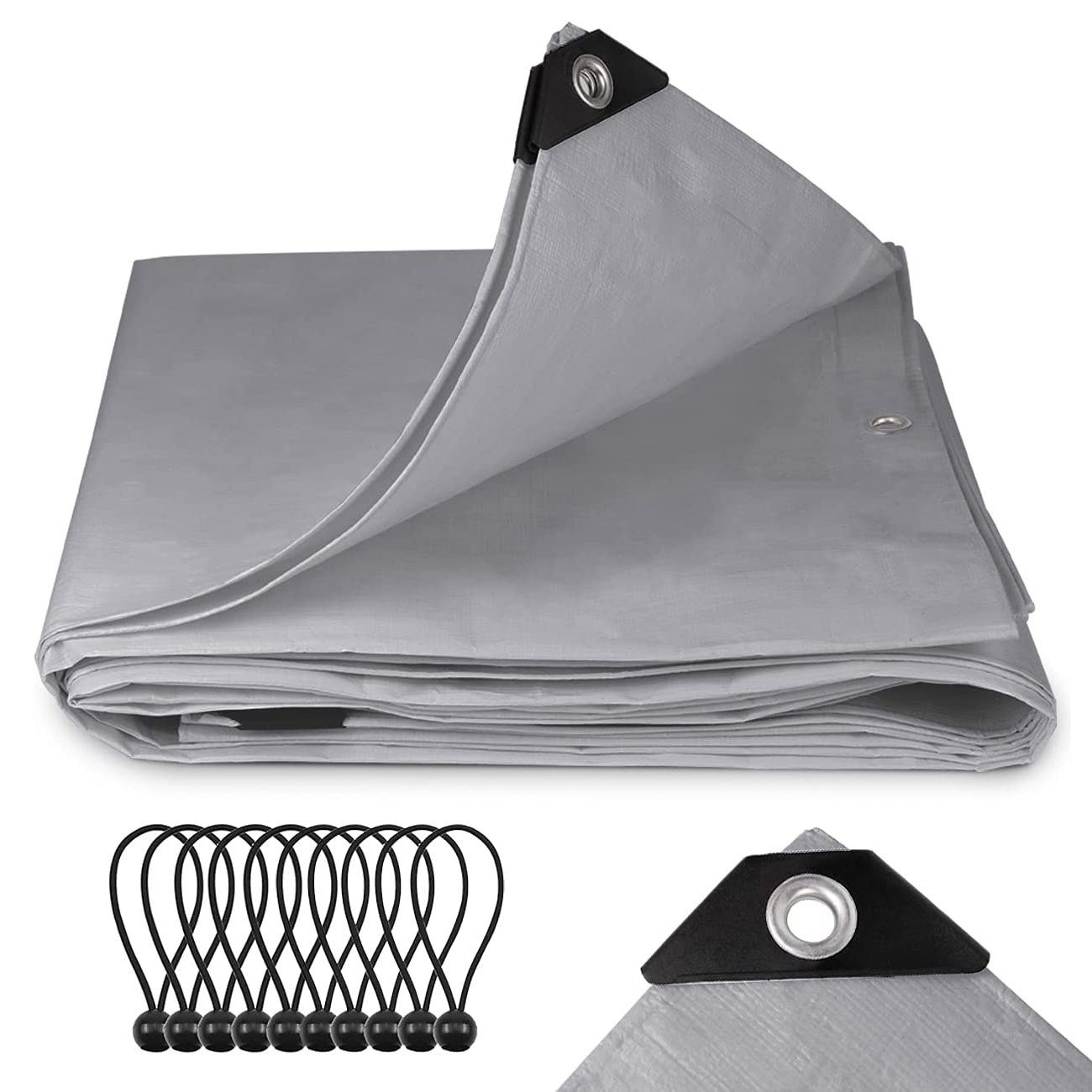 Sekey Schutzplane Abdeckplane 200g/m² Abdeckhaube Gartenmöbel mit Ösen, Gummispanner, Gewebeplane, LKW Plane, Bootsplane, Poolabdeckung, für Camping, Garten