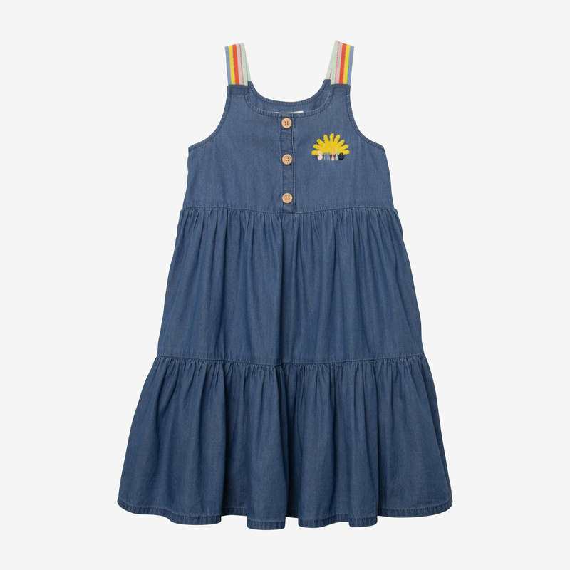 Robe fille jean bretelles rayées bleue Catimini