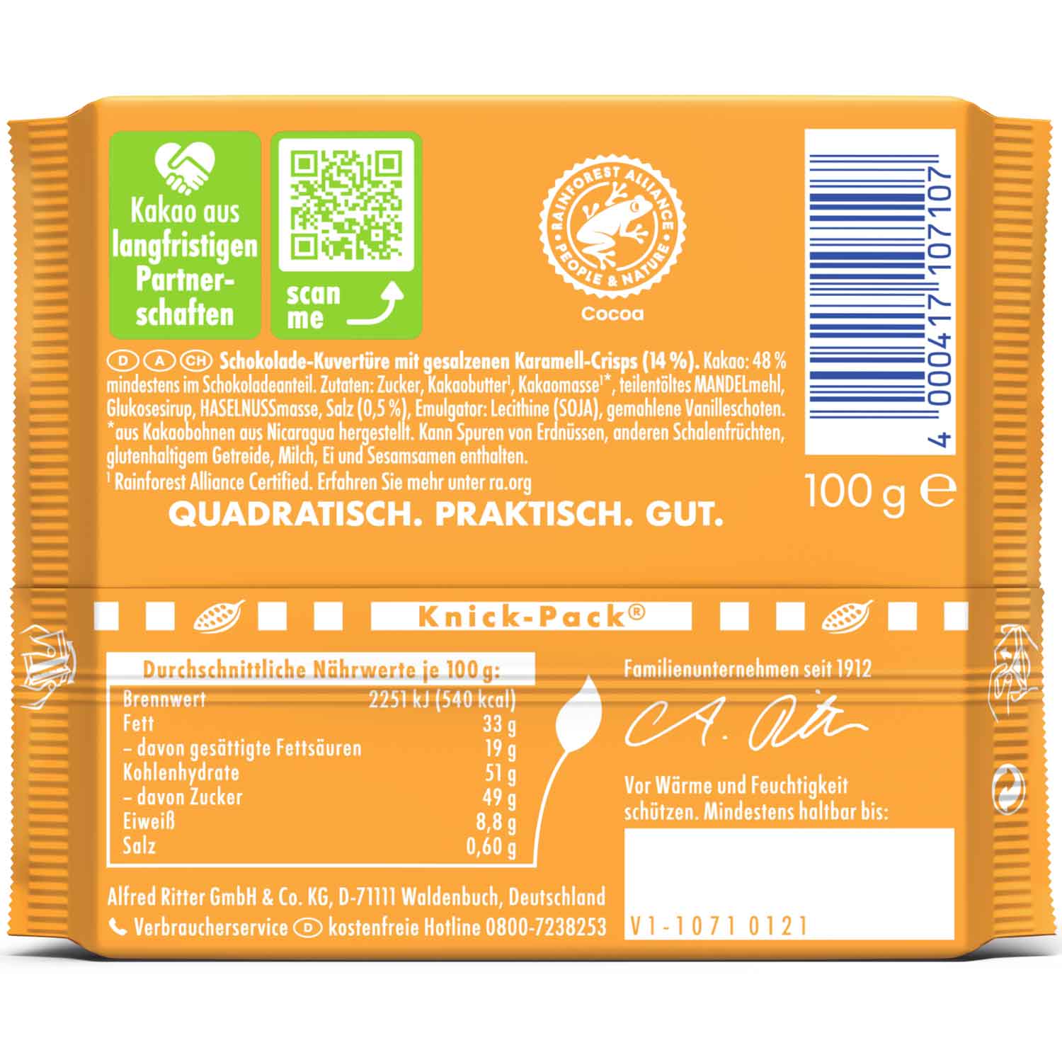 Ritter Sport Vegan Salted Caramel 100g
