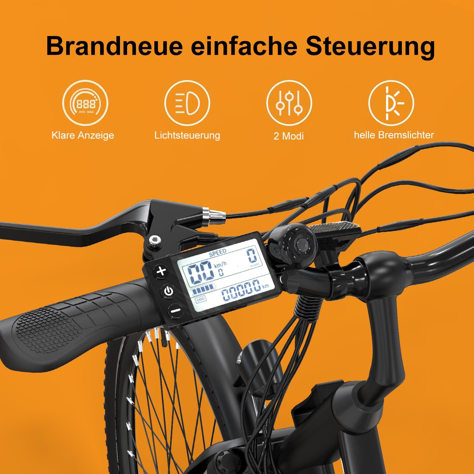 COLORWAY E-Bike 28 Zoll Elektrofahrrad,250W/36V/15Ah,MTB,Shimano, 7 Gang SHIMANO, Kettenschaltung, Heckmotor, Elektrofahrrad für Damen und Herren 170 - 190 cm, innerhalb der StVZO