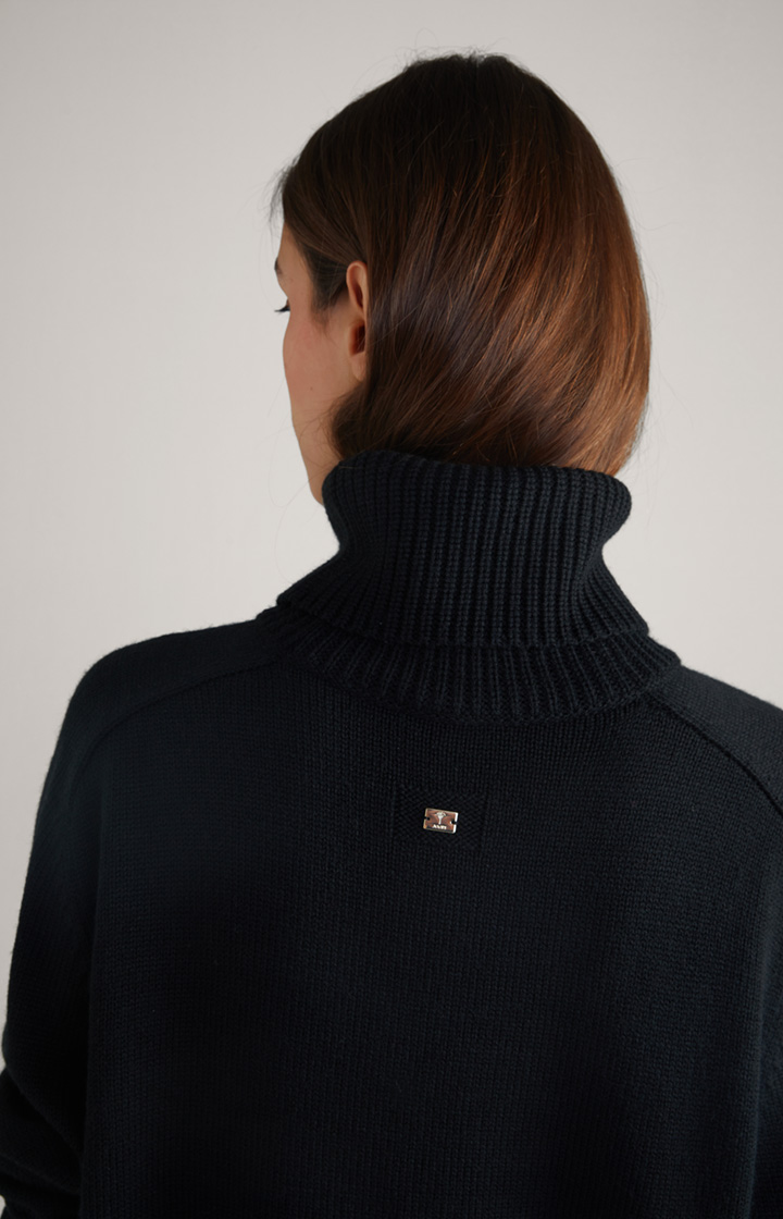 Schurwoll-Mix-Strickpullover in Schwarz