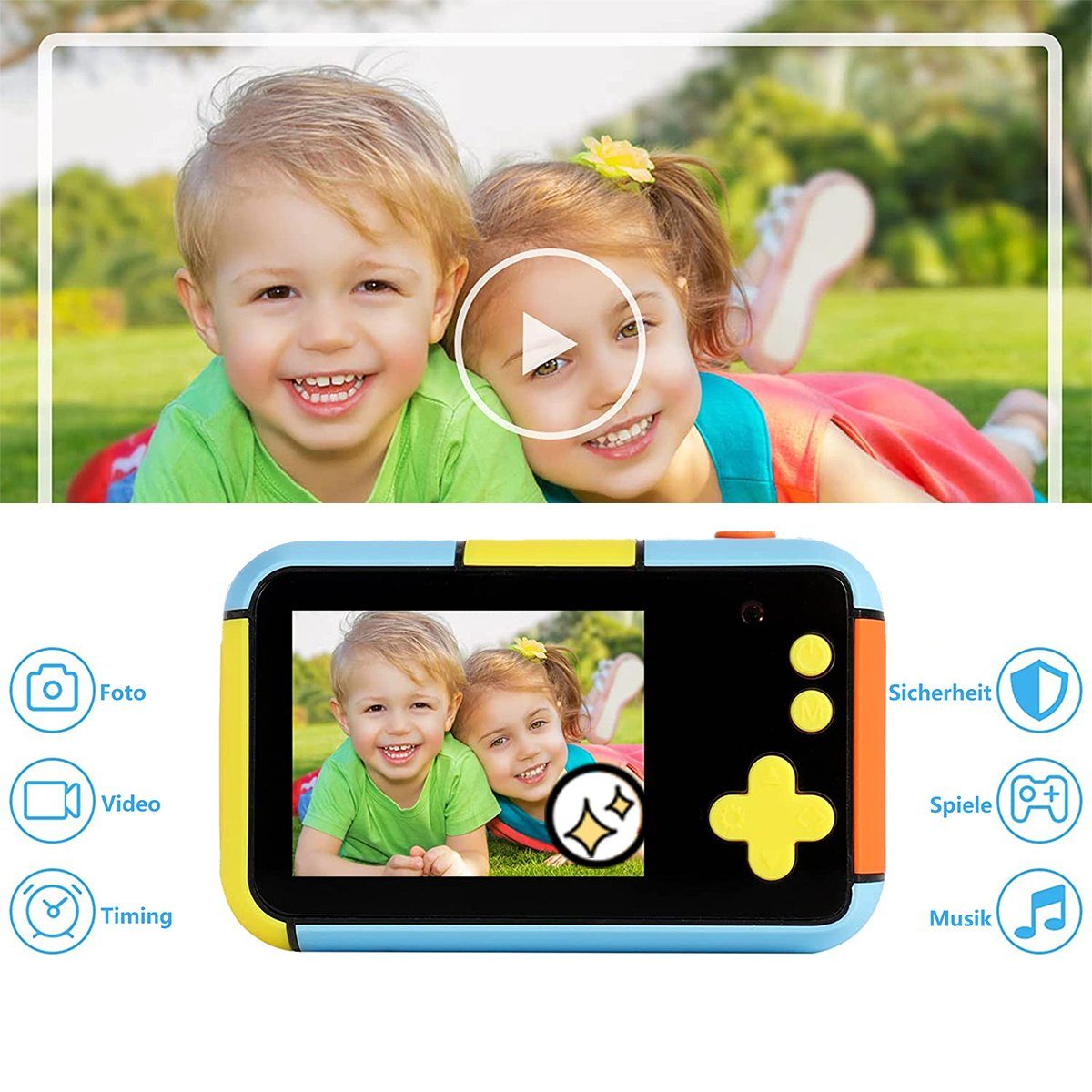 Kind Ja Kameras für Kinder, Spielzeugkamera,2,4 Zoll, Spielzeug, 32 Megapixel Kinderkamera (Wiederaufladbare Front- und Rückkamera für Ihre Kinder)