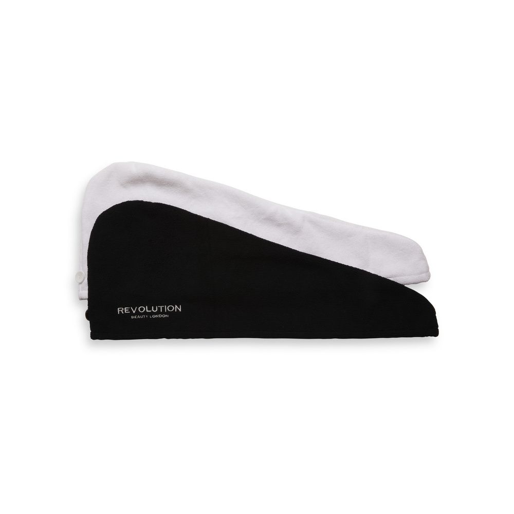 revolution hair Revolution Hair 2pk Microfibre Hair Wrap Black/White Wrap cheveux