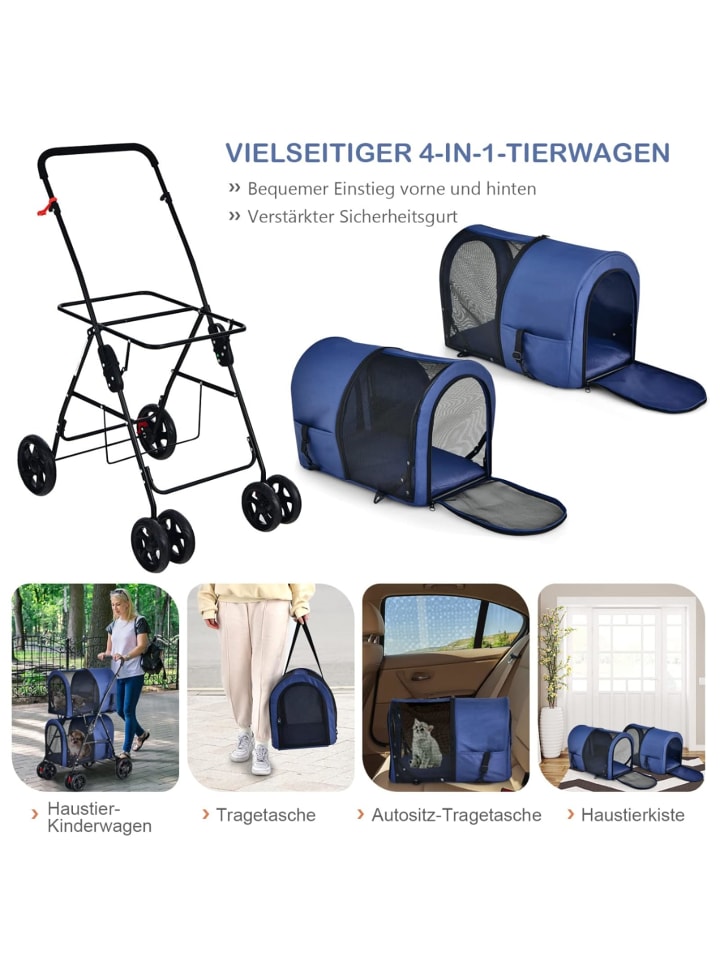 COSTWAY 2 Etagen Hundewagen in Blau günstig kaufen onesize