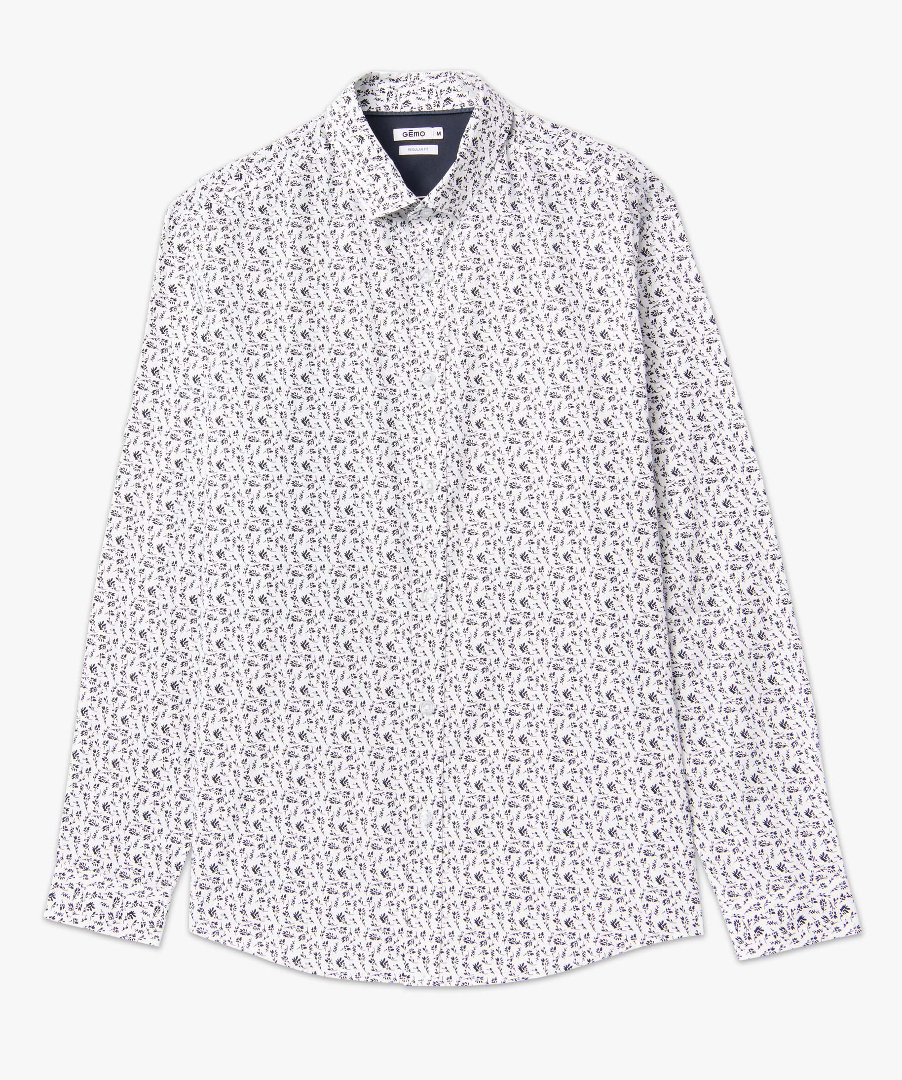 Chemise homme coupe droite à motif fleuri blanc | GEMO