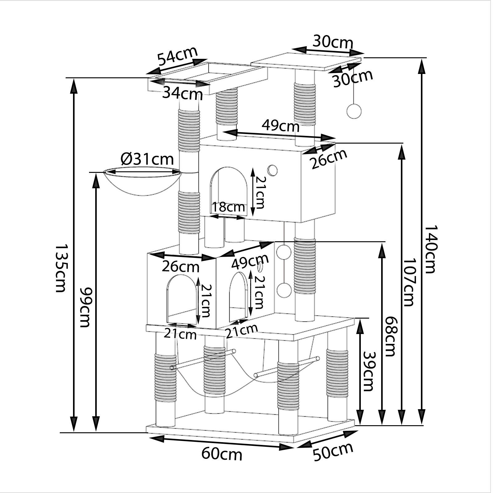 Lionto Kratzbäume Lionto Kratzbaum, Höhe 140 cm dunkelgrau