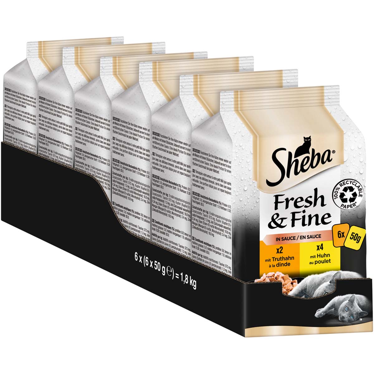 Sheba Fresh & Fine in Sauce mit Huhn & Truthahn