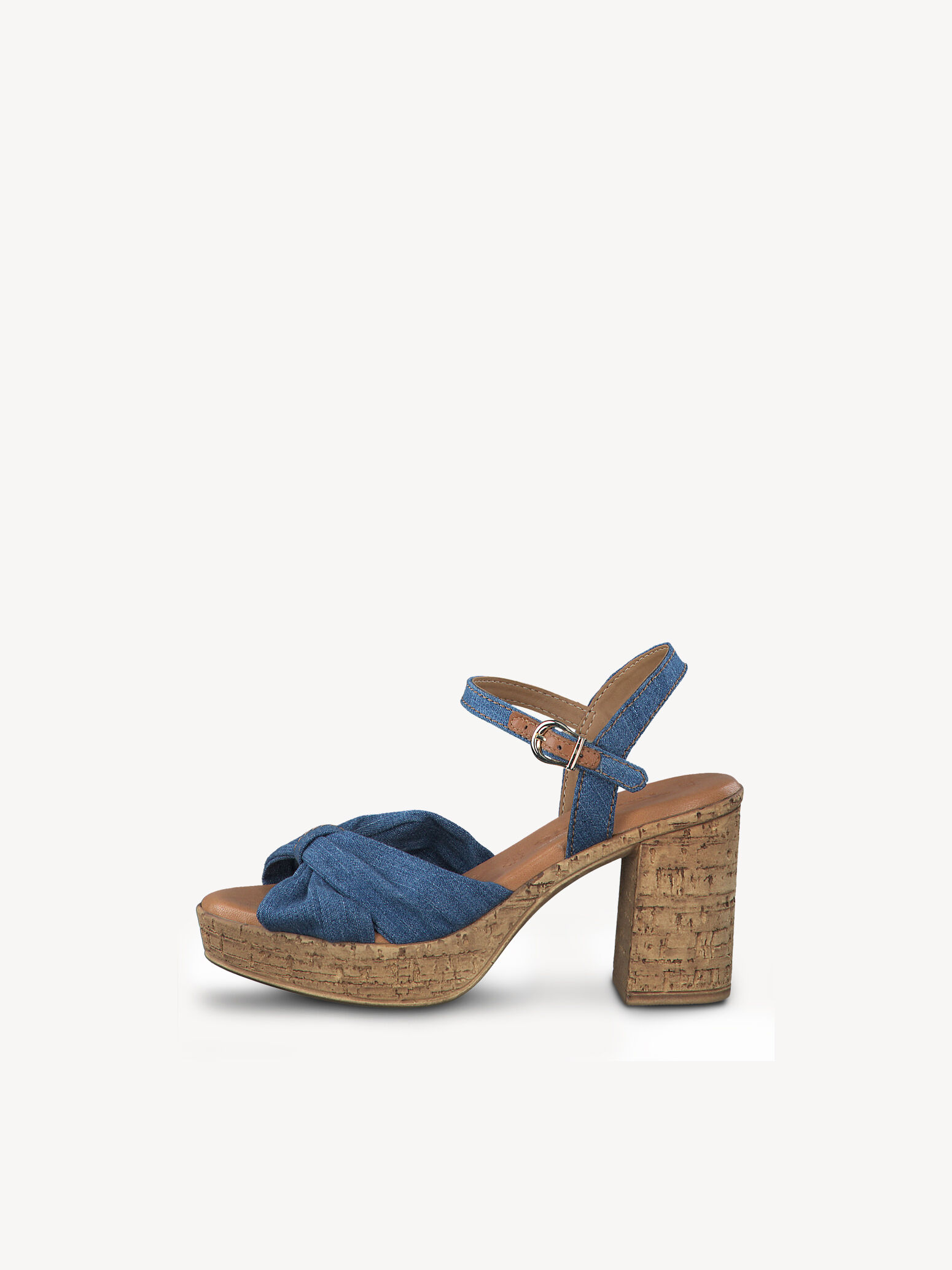Sandale à talon en cuir - bleu