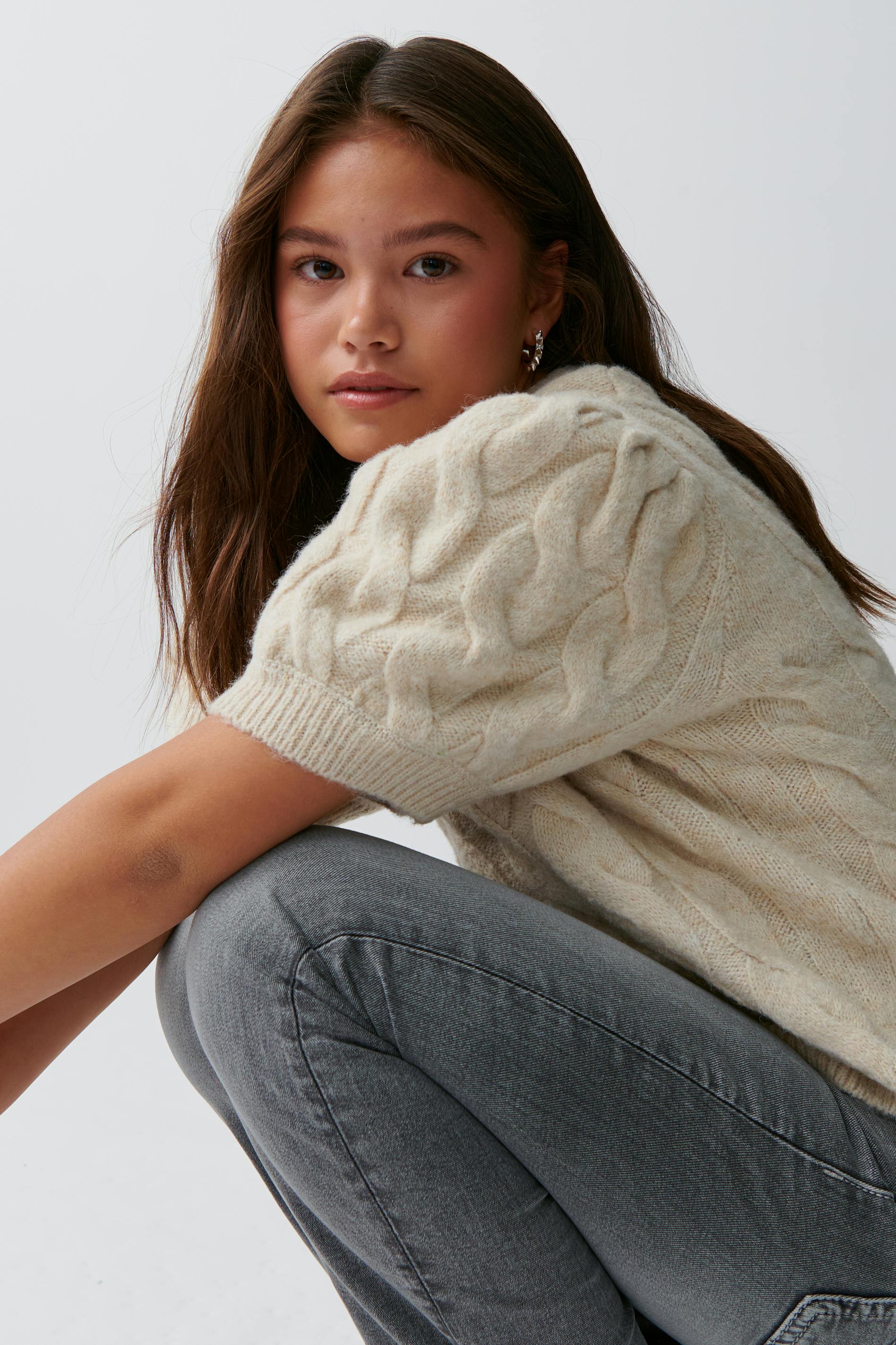 Y puff sleeve kn top