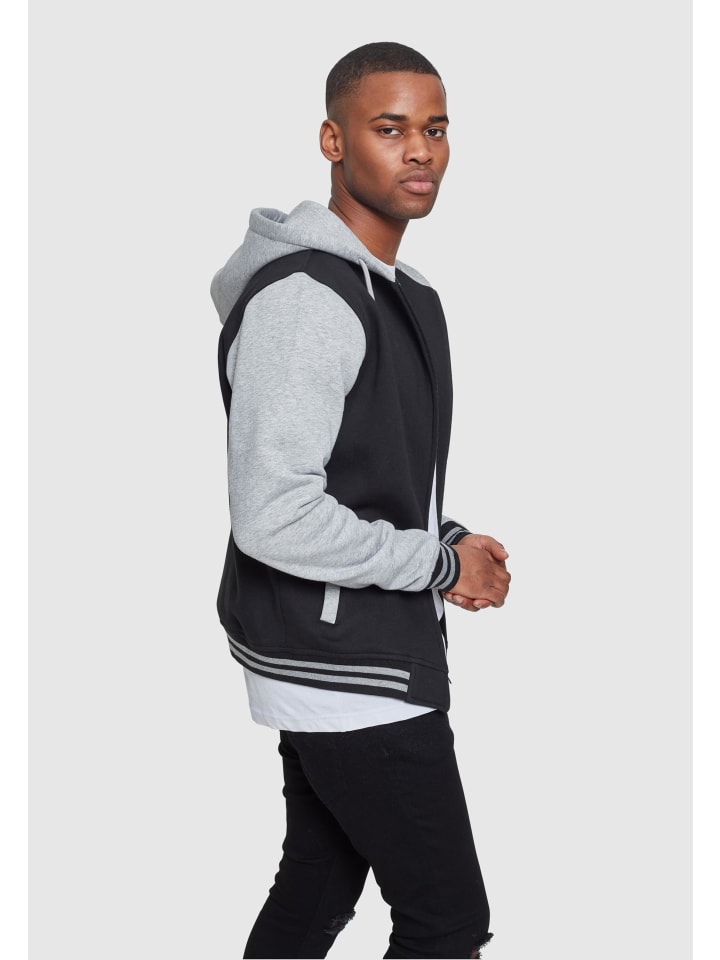 Urban Classics Urban Classics Zip-Kapuzenpullover in blk/gry günstig kaufen
