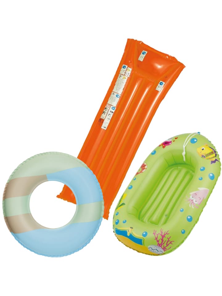 Happy People Kinderbade-Set (Schwimmring, Kinderboot, Luftmatratze) in orange günstig kaufen onesize