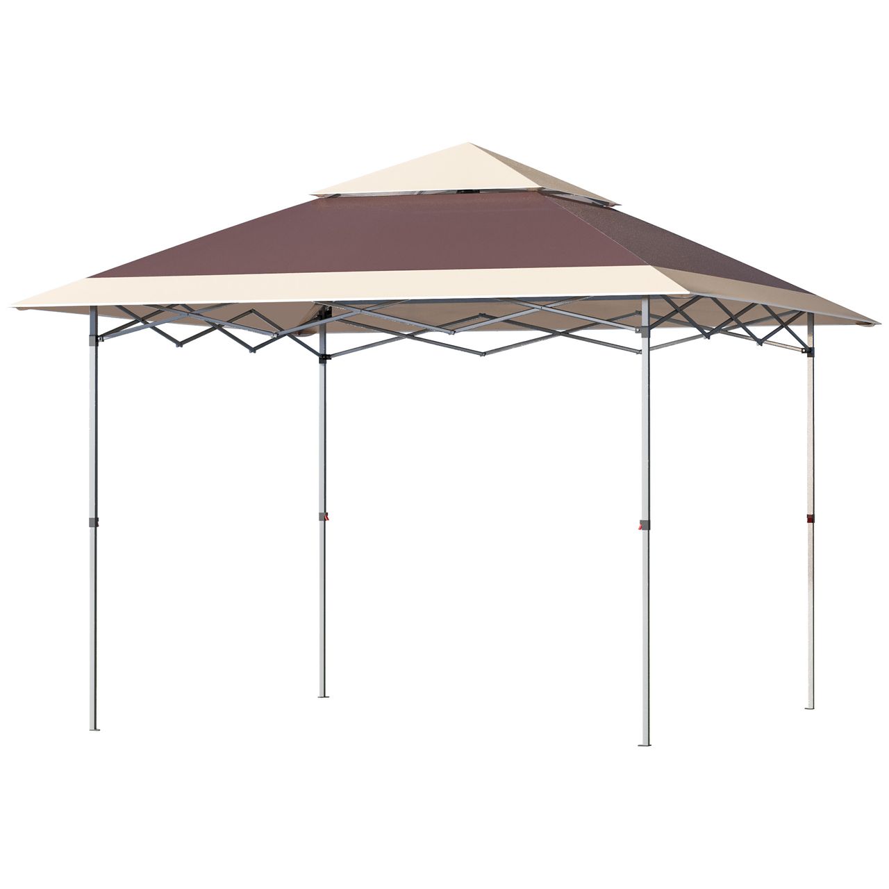 Outsunny Faltpavillon Pop-Up-Zelt Gartenpavillon Rollentasche Oxford-Gewebe 3,6 x 3,6 m Dunkelbraun   khaki
