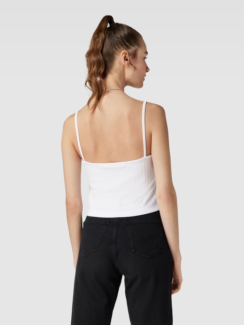 Crop Top im Ripp-Look in weiss
