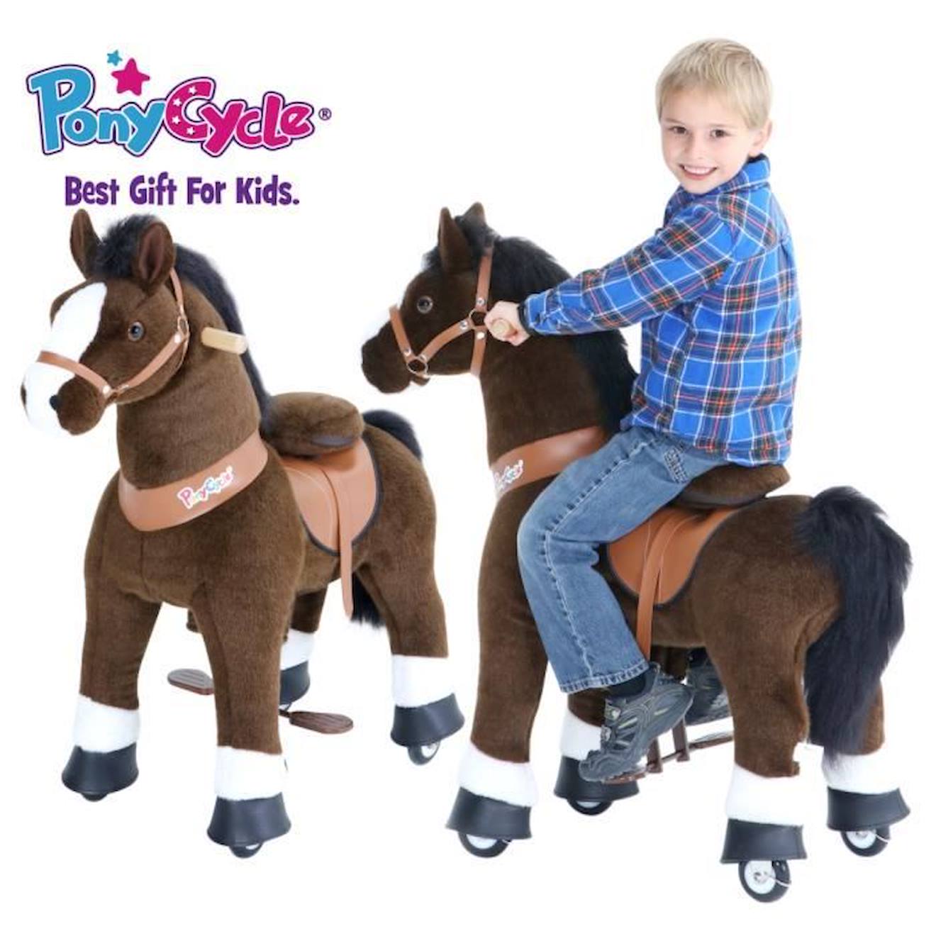 PonyCycle Modèle U Cheval à Bascule Jouet Cheval qui Avance Cheval brun foncé avec frein et son Taille 3 pour les 3-5 ans Ux321 marron