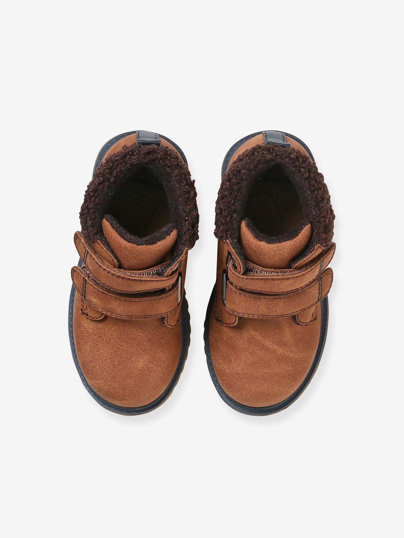 Vertbaudet Warme Kinder Klett-Boots mit Anziehtrick - camel