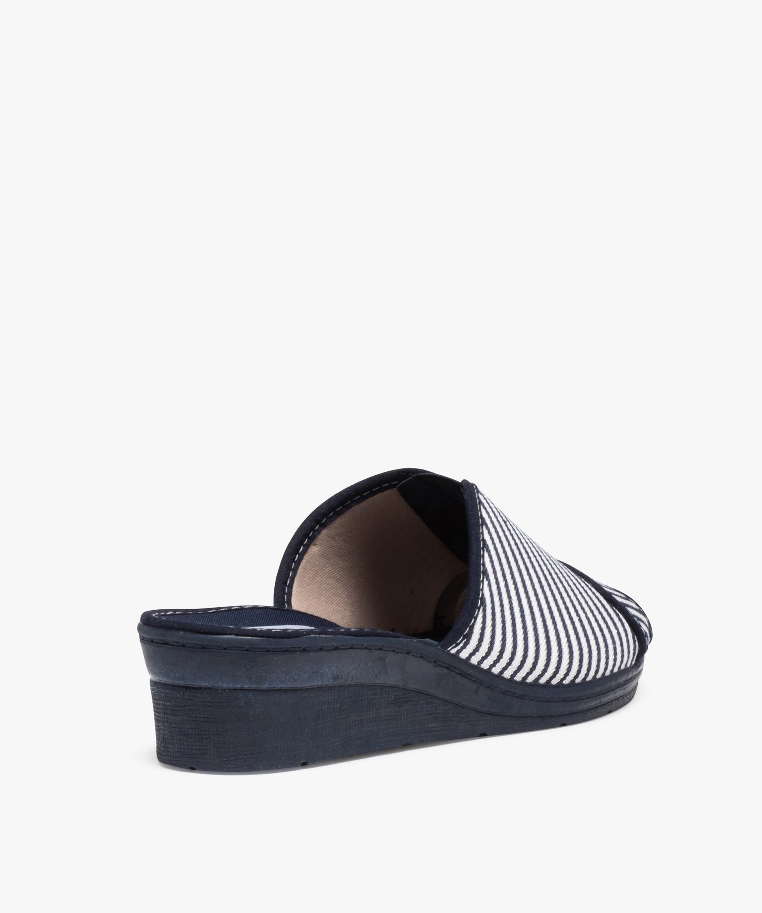 Mules femme à talon compensé et en tissu marine | GEMO