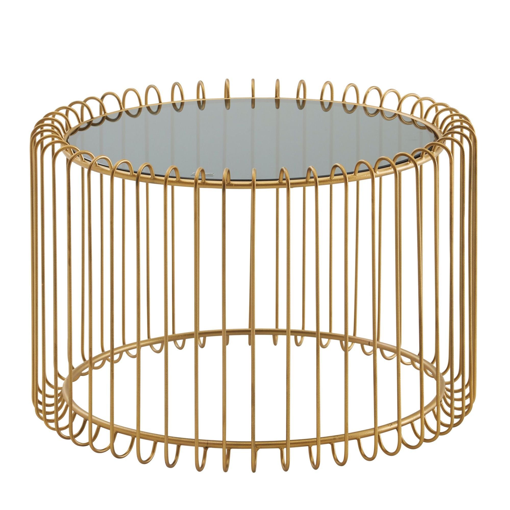 FINEBUY Couchtisch FB41451 (60x60x40 cm Gold, Sofatisch Metall Glas Rund), Wohnzimmertisch Korbtisch, Tisch Wohnzimmer