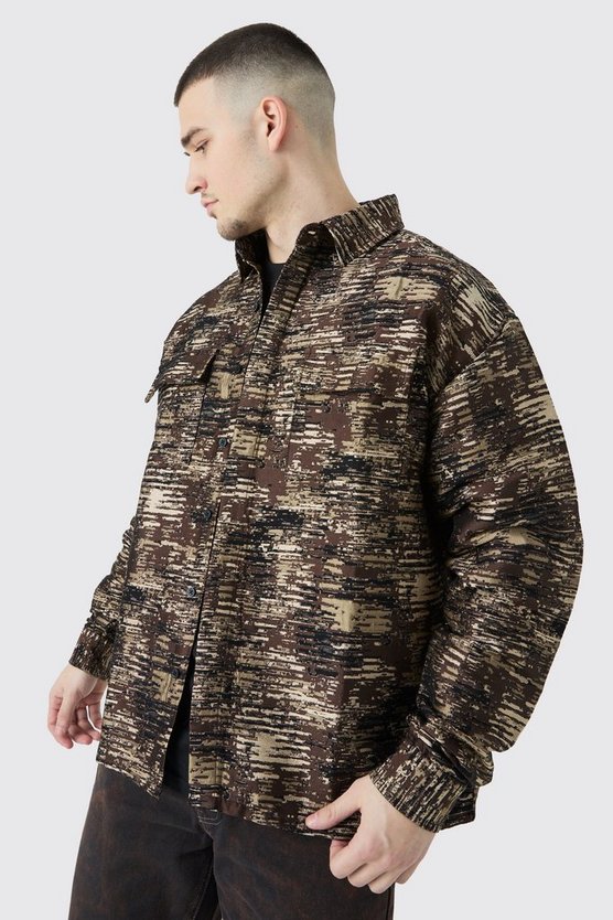 Tall strukturiertes Camouflage Overshirt