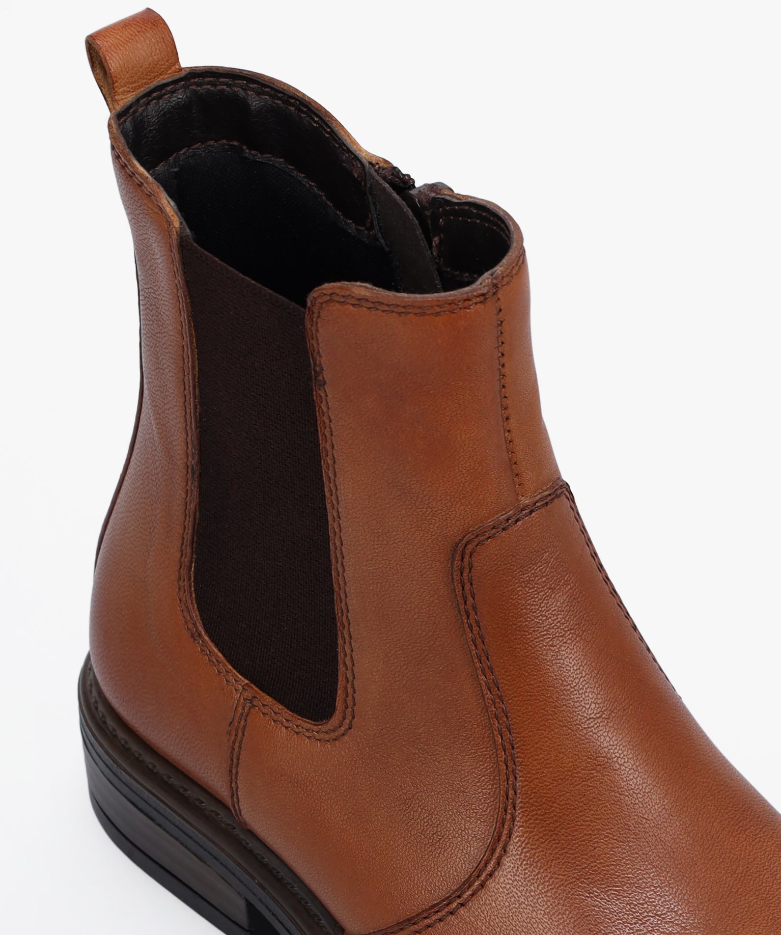 Boots fille style Chelsea unies dessus cuir - Tanéo camel | GEMO
