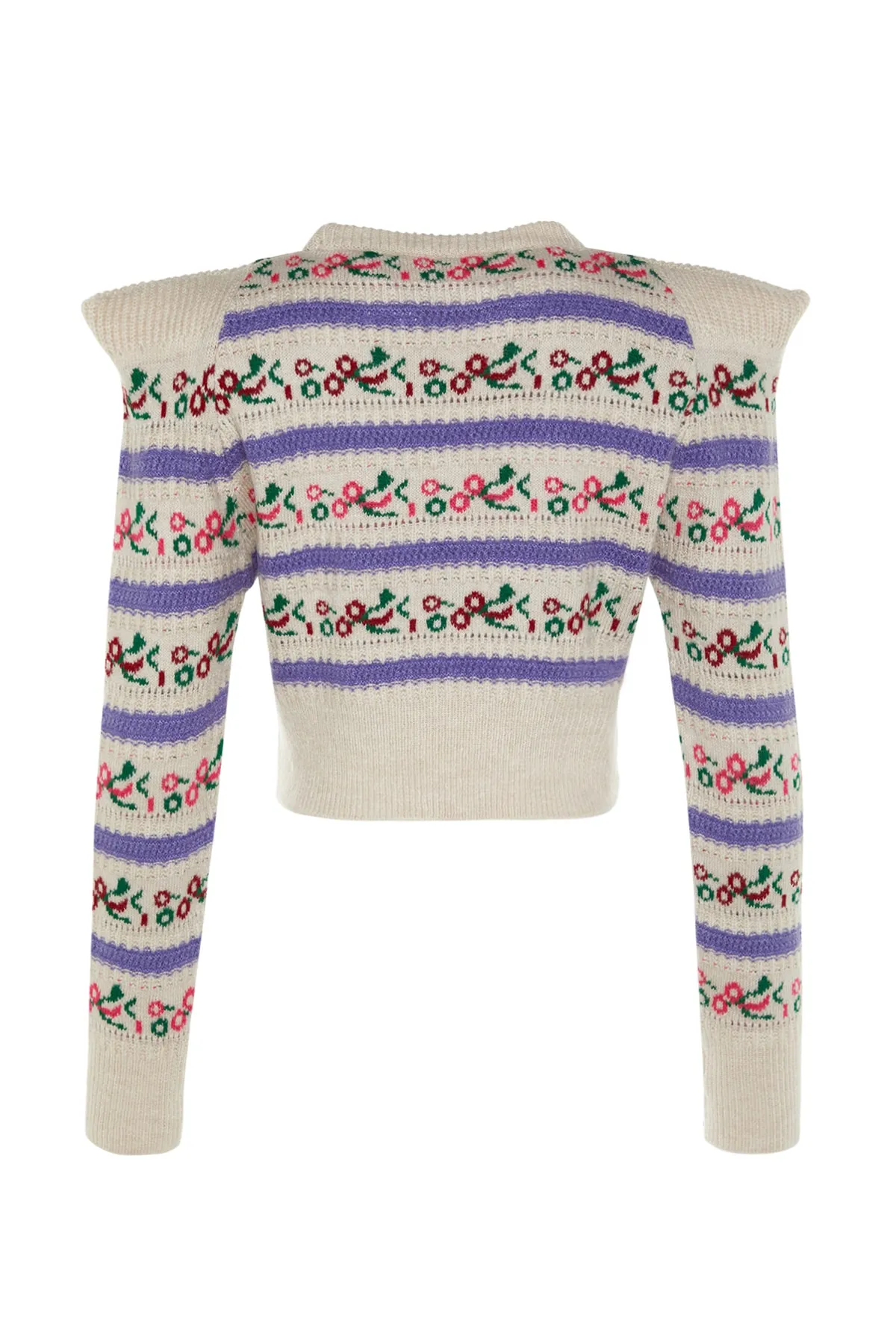 Trendyol Collection  Steinfarbener Strickpullover mit Rundhalsausschnitt und selbstgemustertem Muster TWOAW24KZ00211