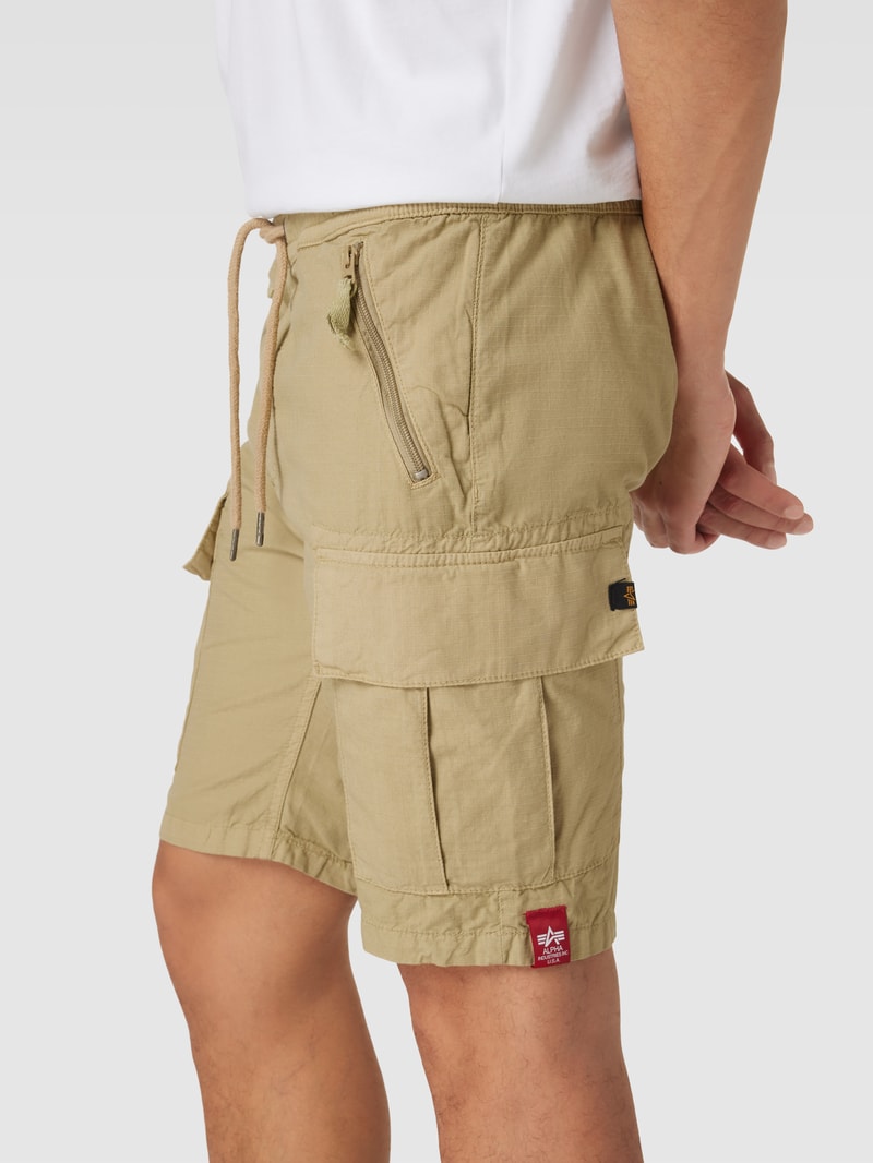 Bermudas aus Baumwolle mit Label-Details Modell 'RIBSTOP' in sand