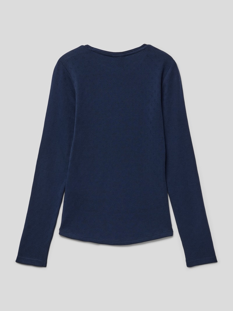Longsleeve mit Ajour-Muster in marineblau