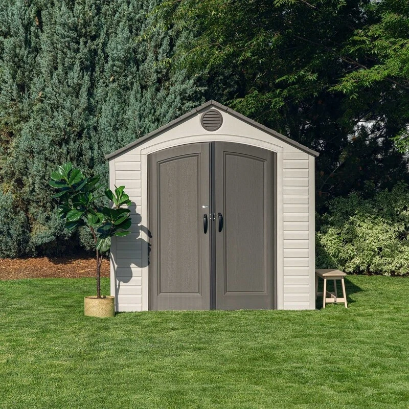 8' wide x 12.5' deep plastic storage shed