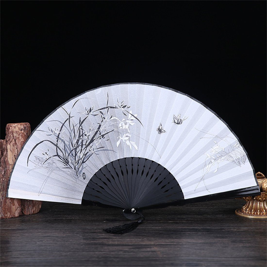 DÖRÖY Handfächer Handfächer aus Seide, Tanzfächer, klassischer Faltfächer, Geschenk