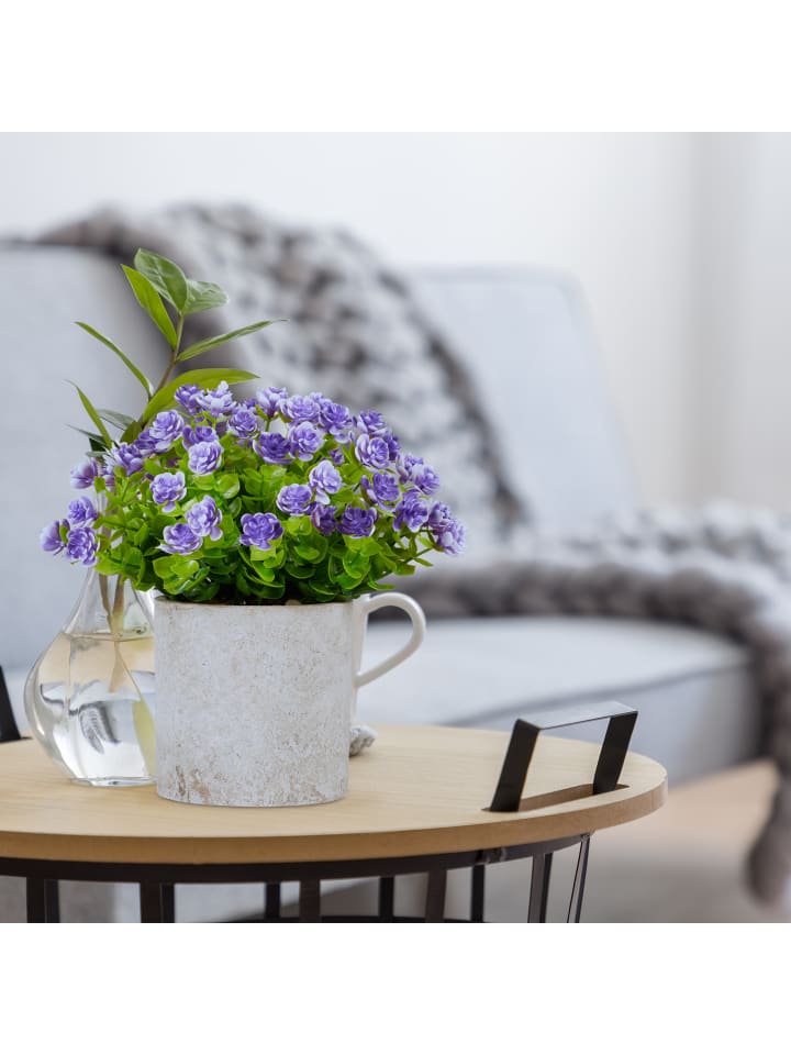 relaxdays 3 x Kunstpflanze in Grün/ Lila/ Grau günstig kaufen onesize