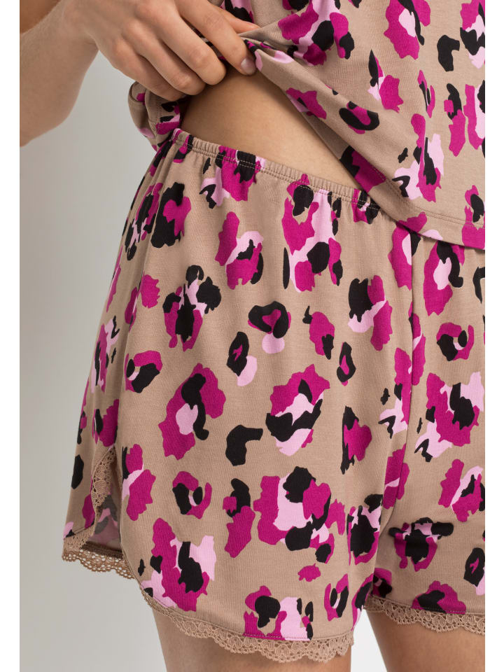 LASCANA Shorty in pink-beiger Leoprint günstig kaufen