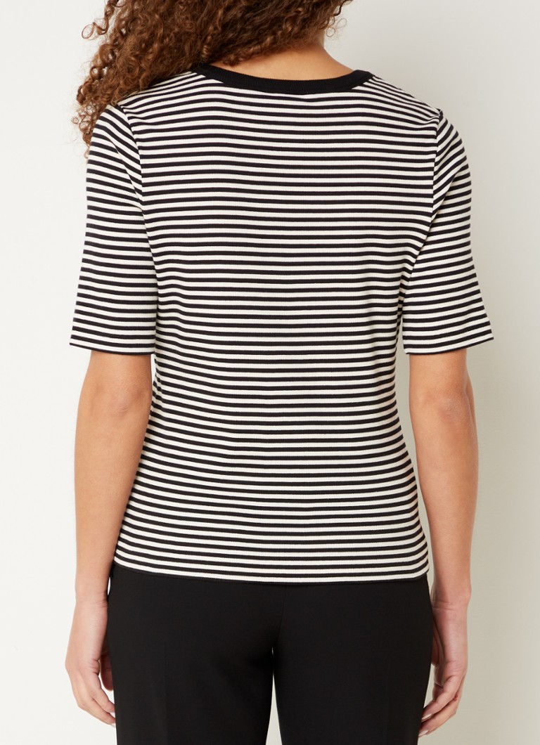 LKBennett Charlie top with stripe print and chest pockets