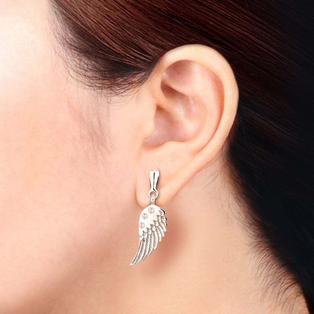 Elli Elli Boucles d'Oreilles Femme Pendentif Aile d'Ange Moderne avec Cristaux de Zirc Boucles d'oreilles