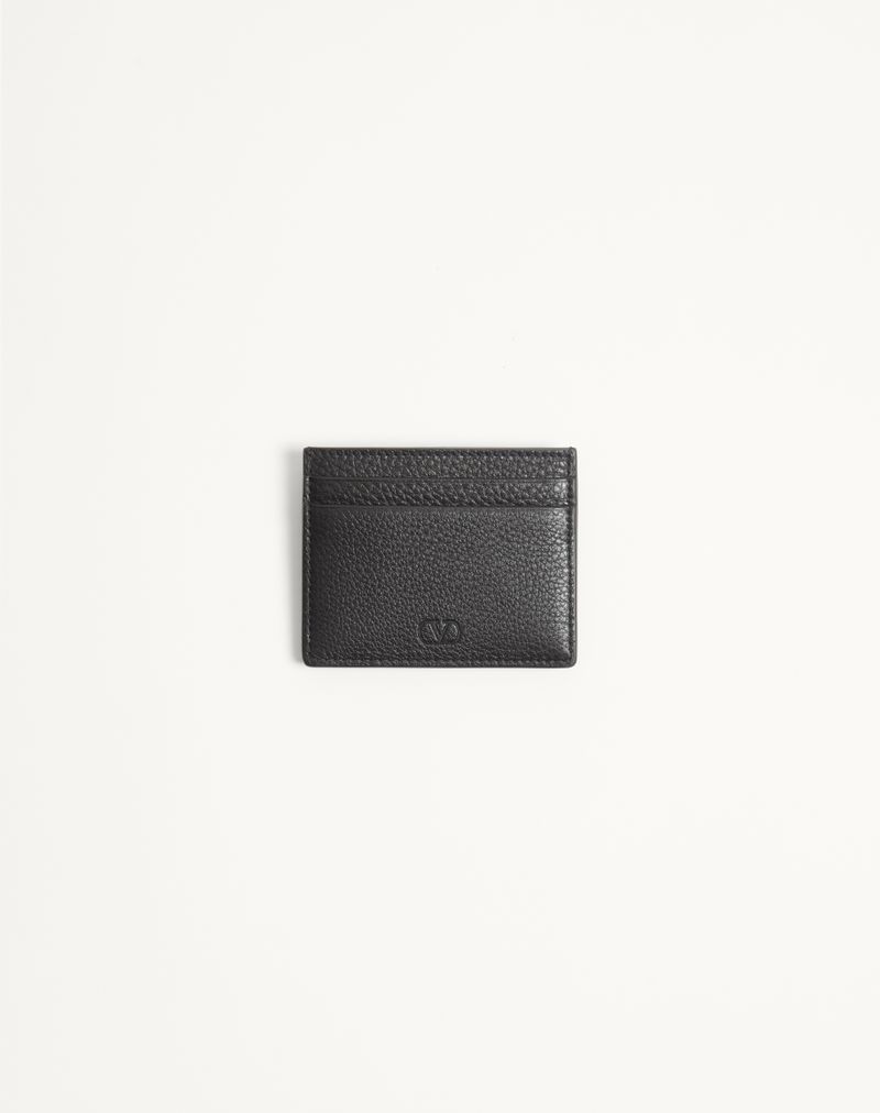 Rockstud kortholder i granatfarvet kalveskind
