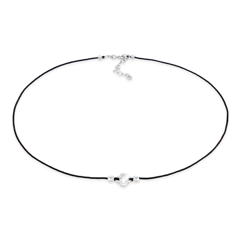 Elli Elli Collier Dames Choker Nylon CAmourrleaf Luck Talisman en argent sterling 925  collier
