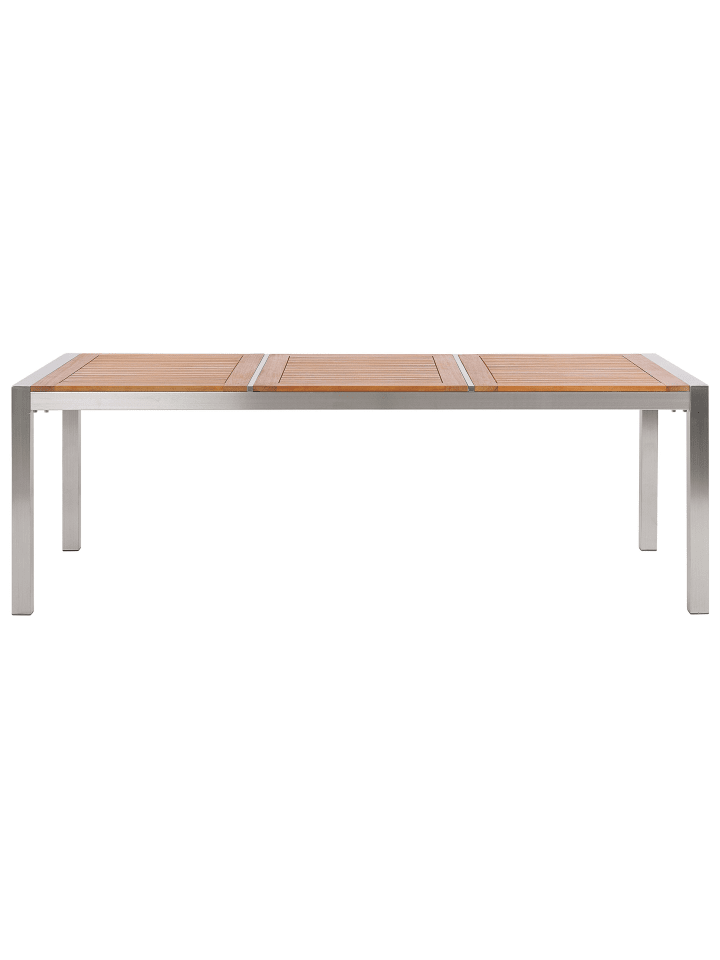 Beliani Gartentisch GROSSETO in Heller Holzfarbton/Silber günstig kaufen onesize